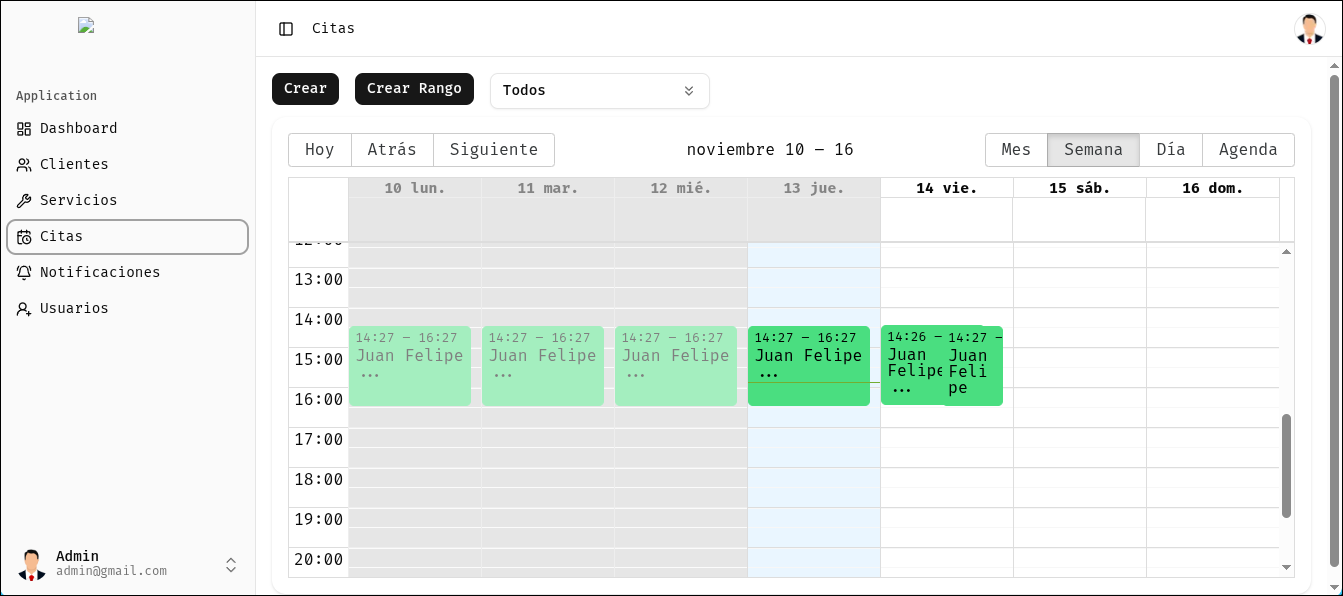 Panel administrativo para servicios web
